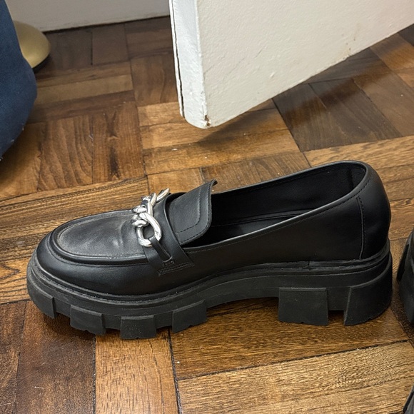 NOBO Black Loafers with Silver Chain Accent - Picture 2 of 5